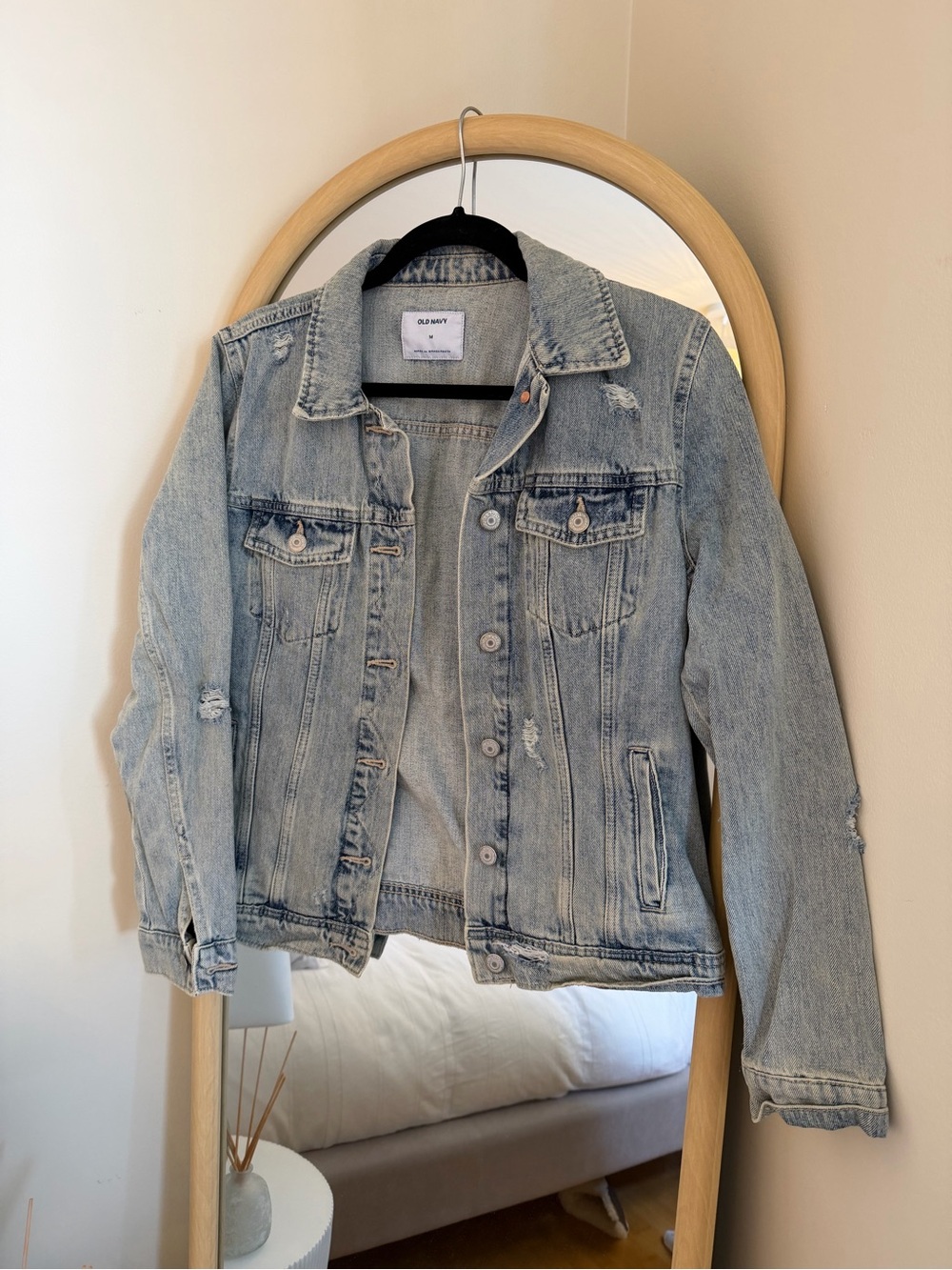 Old Navy Light Blue Distressed Denim Jacket - Women's Jean Jacket